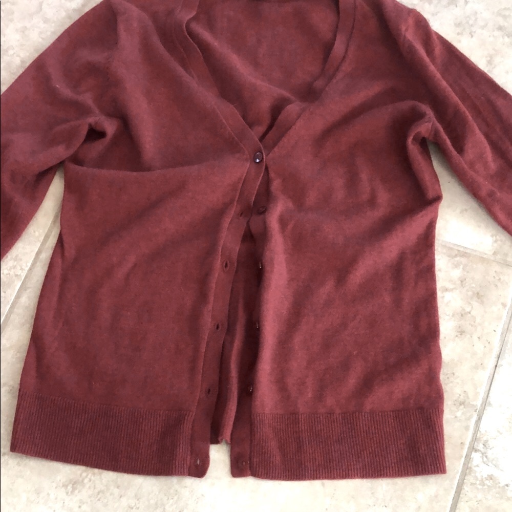 GAP Cherry Red Cardigan Sweater V-Neck - Picture 2 of 6
